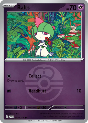 Ralts (Love Ball) 087/217  - Reverse Holofoil ME Ascended Heroes - Common