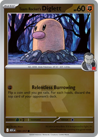 Team Rocket's Diglett (Team Rocket) 100/217  - Reverse Holofoil ME Ascended Heroes - Common