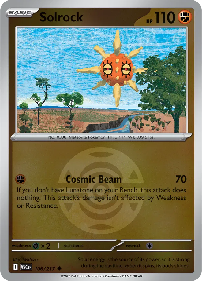 Solrock (Dusk Ball) 106/217  - Reverse Holofoil ME Ascended Heroes - Uncommon