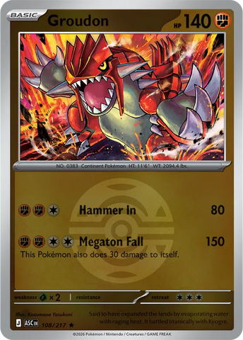 Groudon (Dusk Ball) 108/217  - Reverse Holofoil ME Ascended Heroes - Rare