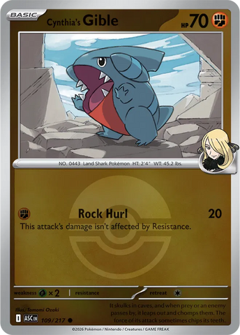 Cynthia's Gible (Poke Ball) 109/217  - Reverse Holofoil ME Ascended Heroes - Common