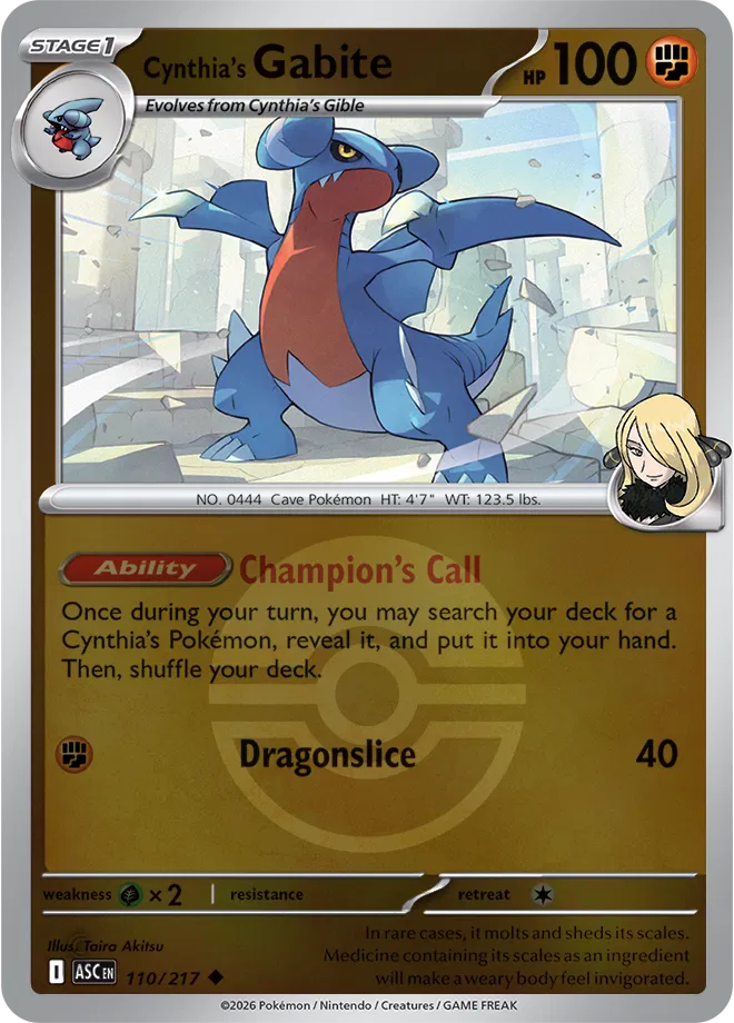 Cynthia's Gabite (Poke Ball) 110/217  - Reverse Holofoil ME Ascended Heroes - Uncommon