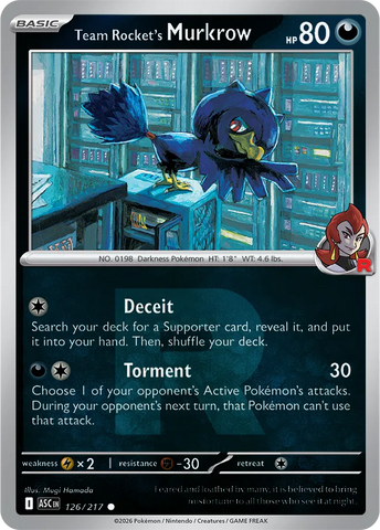 Team Rocket's Murkrow (Team Rocket) 126/217  - Reverse Holofoil ME Ascended Heroes - Common