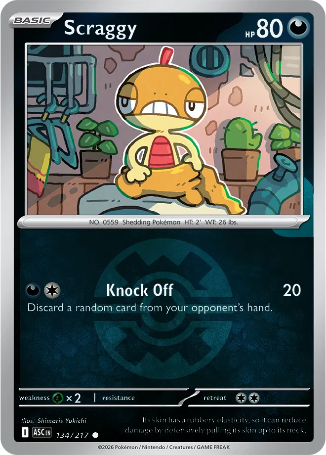 Scraggy (Quick Ball) 134/217  - Reverse Holofoil ME Ascended Heroes - Common