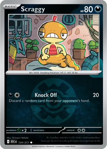 Scraggy (Quick Ball) 134/217  - Reverse Holofoil ME Ascended Heroes - Common
