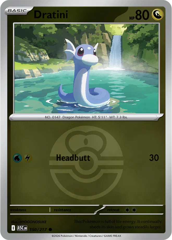 Dratini (Love Ball) 150/217  - Reverse Holofoil ME Ascended Heroes - Common