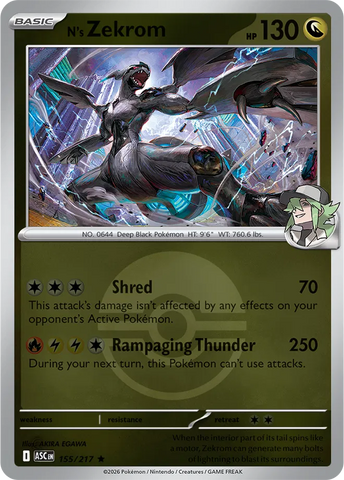 N's Zekrom (Poke Ball) 155/217  - Reverse Holofoil ME Ascended Heroes - Rare