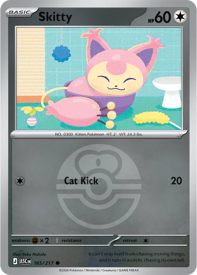 Skitty (Love Ball) 165/217  - Reverse Holofoil ME Ascended Heroes - Common