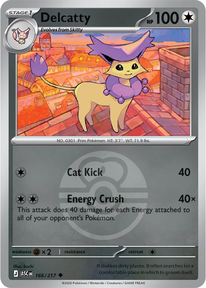 Delcatty (Love Ball) 166/217  - Reverse Holofoil ME Ascended Heroes - Uncommon