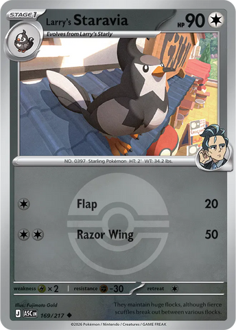 Larry's Staravia (Poke Ball) 169/217  - Reverse Holofoil ME Ascended Heroes - Uncommon