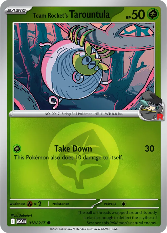 Team Rocket's Tarountula (Energy Symbol Pattern) 018/217  - Reverse Holofoil ME Ascended Heroes - Common