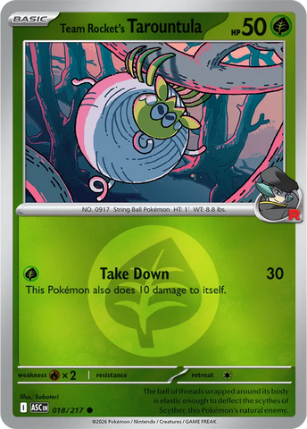 Team Rocket's Tarountula (Energy Symbol Pattern) 018/217  - Reverse Holofoil ME Ascended Heroes - Common