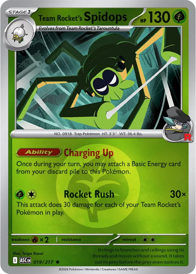 Team Rocket's Spidops (Energy Symbol Pattern) 019/217  - Reverse Holofoil ME Ascended Heroes - Rare