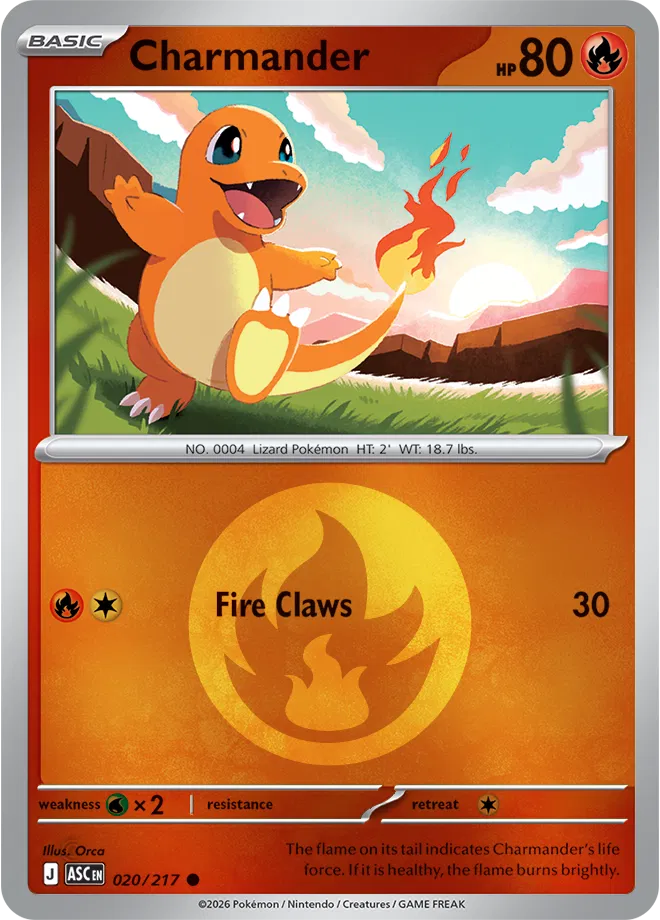 Charmander (Energy Symbol Pattern) 020/217  - Reverse Holofoil ME Ascended Heroes - Common