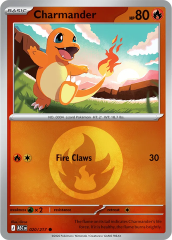 Charmander (Energy Symbol Pattern) 020/217  - Reverse Holofoil ME Ascended Heroes - Common