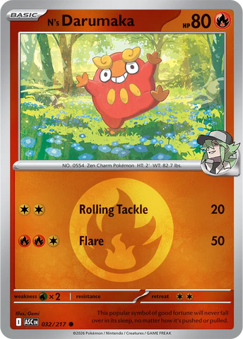 N's Darumaka (Energy Symbol Pattern) 032/217  - Reverse Holofoil ME Ascended Heroes - Common