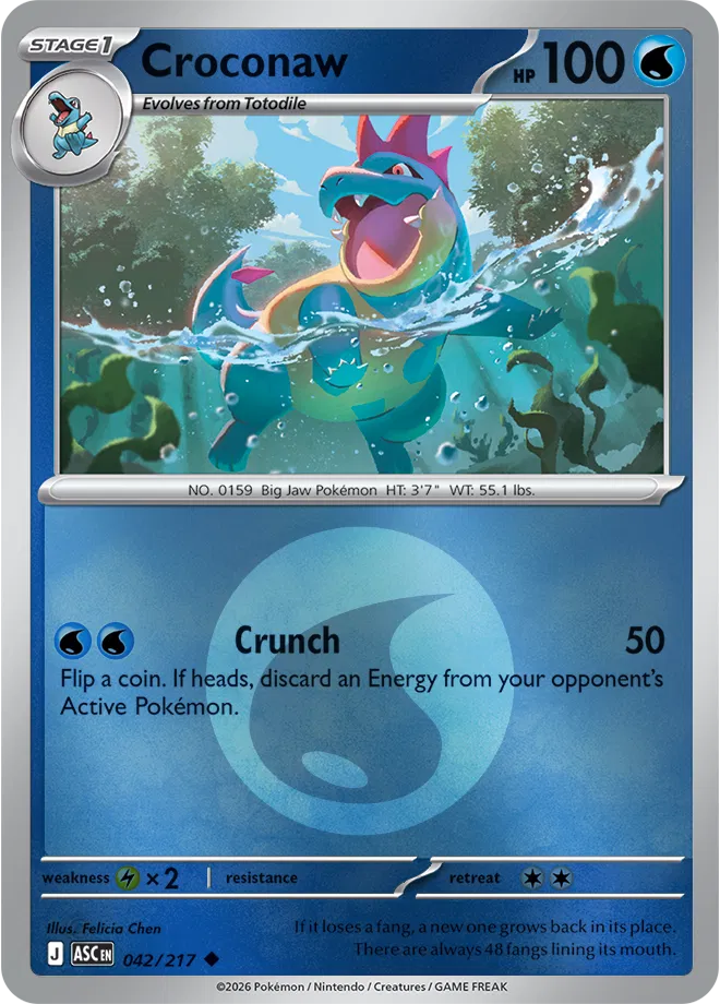 Croconaw (Energy Symbol Pattern) 042/217  - Reverse Holofoil ME Ascended Heroes - Uncommon