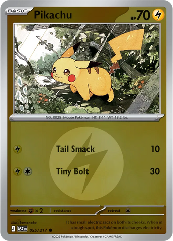 Pikachu (Energy Symbol Pattern) 055/217  - Reverse Holofoil ME Ascended Heroes - Common