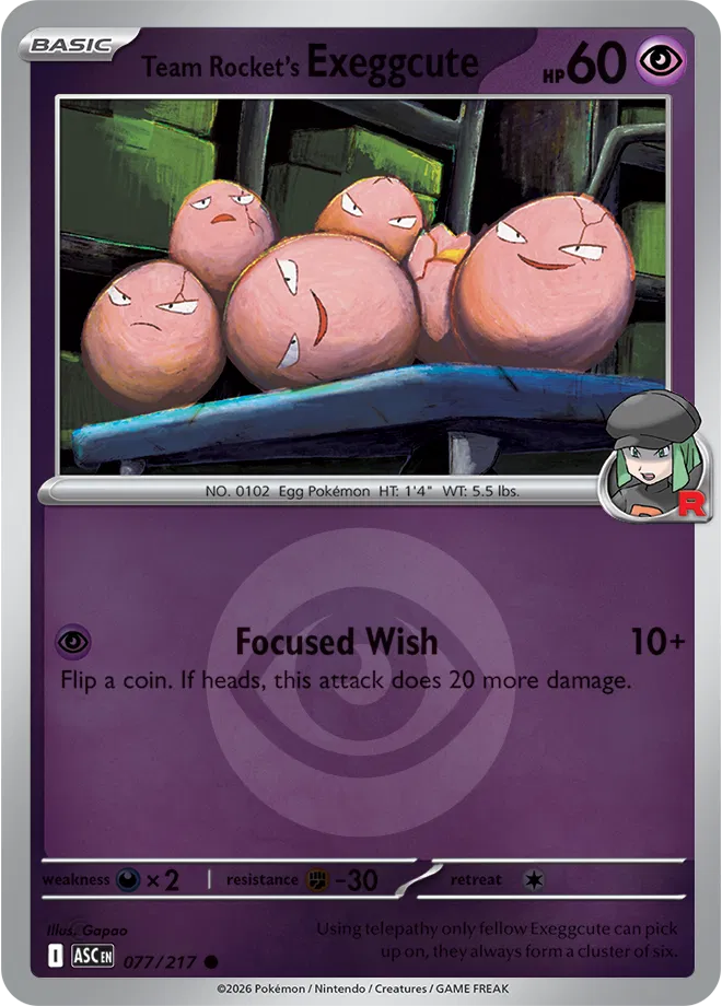 Team Rocket's exeggcute (Energy Symbol Pattern) 077/217  - Reverse Holofoil ME Ascended Heroes - Common