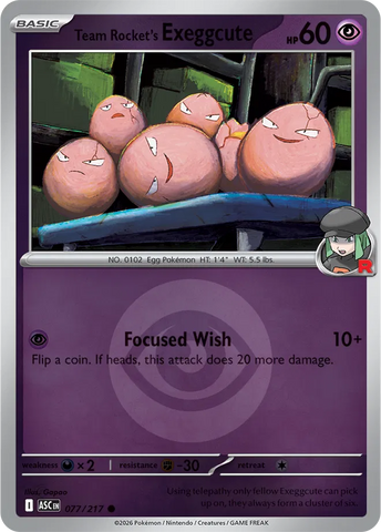 Team Rocket's exeggcute (Energy Symbol Pattern) 077/217  - Reverse Holofoil ME Ascended Heroes - Common