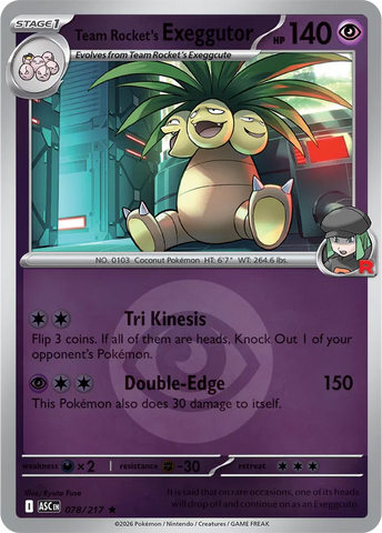 Team Rocket's exeggutor (Energy Symbol Pattern) 078/217  - Reverse Holofoil ME Ascended Heroes - Rare