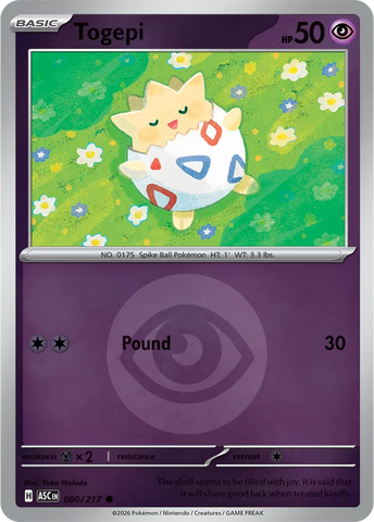 Togepi (Energy Symbol Pattern) 080/217  - Reverse Holofoil ME Ascended Heroes - Common