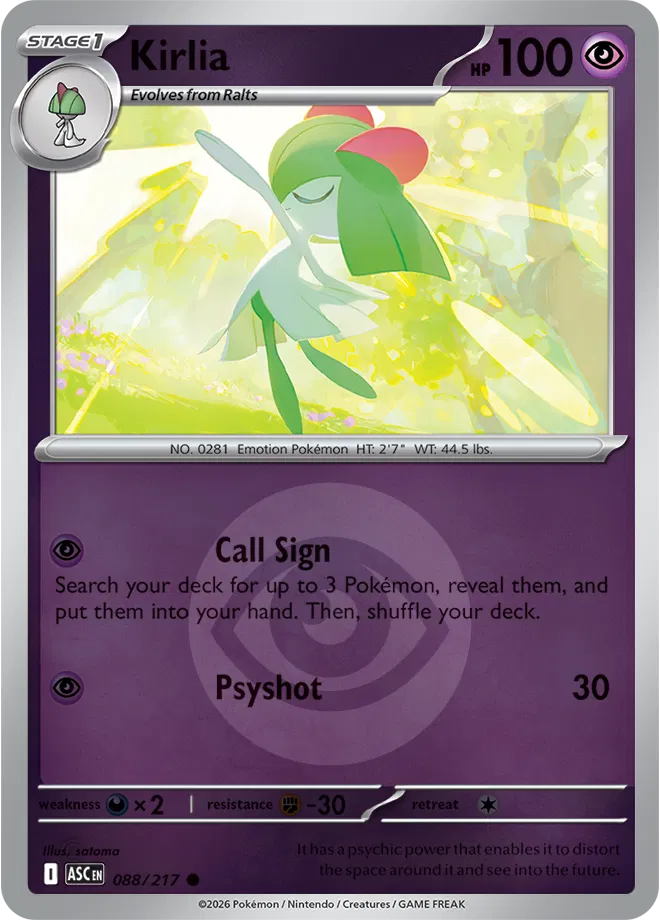 Kirlia (Energy Symbol Pattern) 088/217  - Reverse Holofoil ME Ascended Heroes - Common