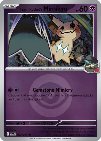 Team Rocket's Mimikyu (Energy Symbol Pattern) 097/217 - Reverse Holofoil ME Ascended Heroes