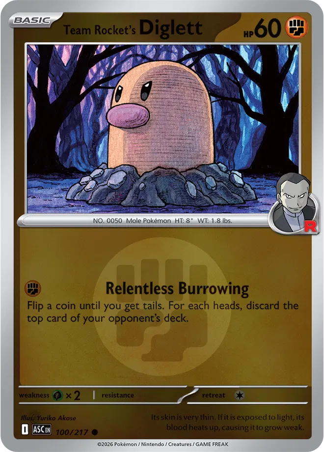 Team Rocket's Diglett (Energy Symbol Pattern) 100/217  - Reverse Holofoil ME Ascended Heroes - Common