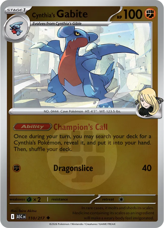 Cynthia's Gabite (Energy Symbol Pattern) 110/217  - Reverse Holofoil ME Ascended Heroes - Uncommon