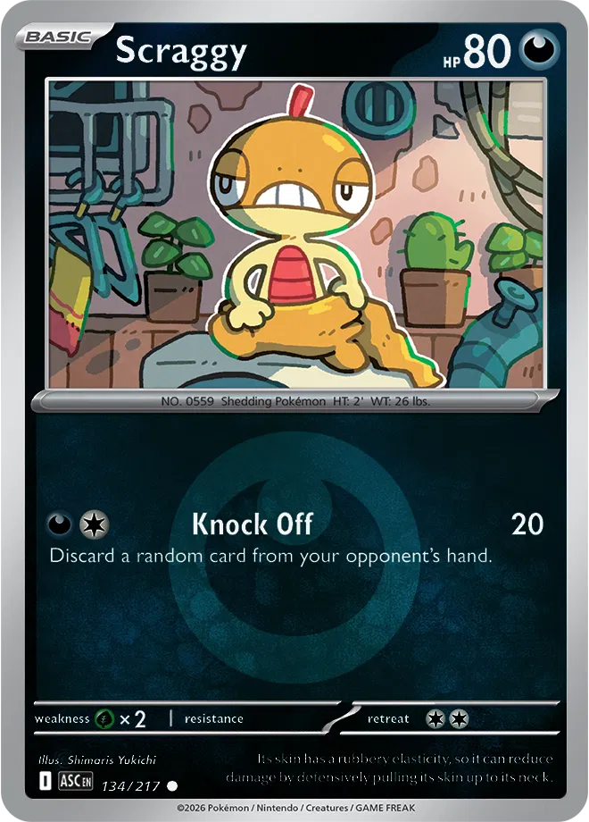 Scraggy (Energy Symbol Pattern) 134/217  - Reverse Holofoil ME Ascended Heroes - Common