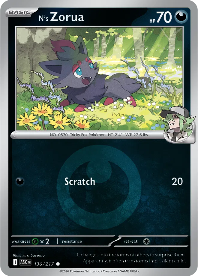 N's Zorua (Energy Symbol Pattern) 136/217  - Reverse Holofoil ME Ascended Heroes - Common