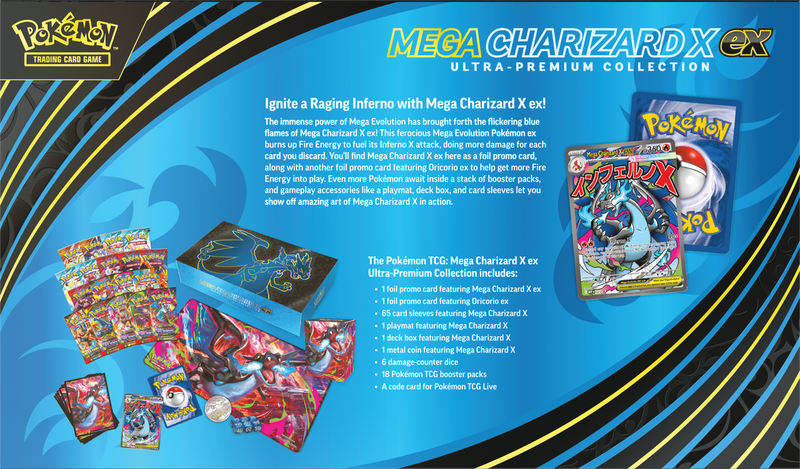 Pokemon Mega Evolution Phantasmal Flames Charizard X EX Ultra Premium Pokemon Mega Evolution Phantasmal Flames Charizard X EX Ultra Premium