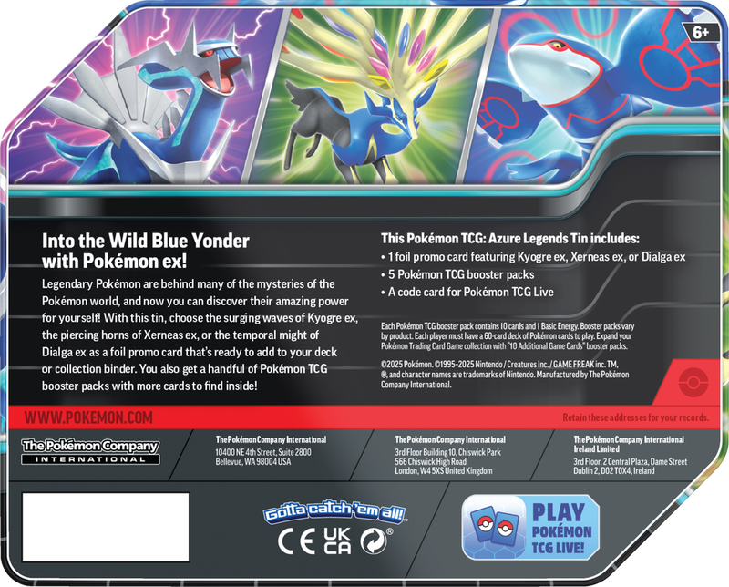 Pokemon Azure Legend Tin (Dialga), Release Date: Feb 21, 2025