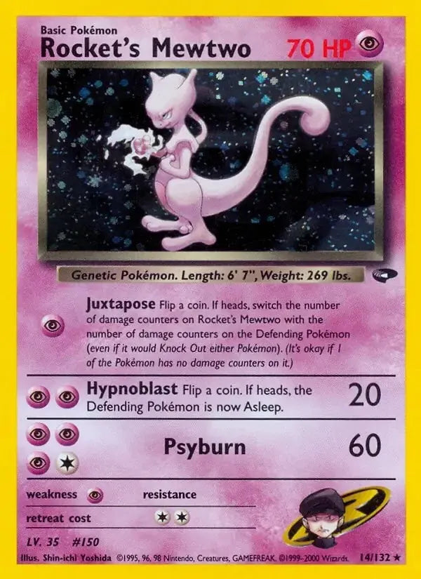 Rocket's Mewtwo 014/132  - Unlimited Holofoil Gym Challenge - Holo Rare