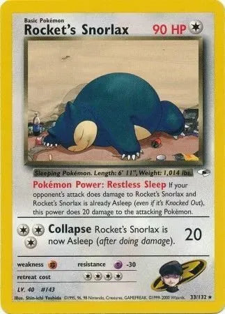 Rocket's Snorlax 033/132  - Unlimited Gym Heroes - Rare