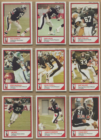 1984 Jogo CFL McDonald's Ottawa Rough Riders Canadian Football Set of 12 Cards