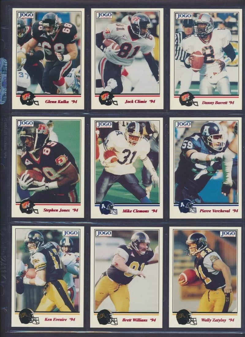 1994 Jogo CFL Complete Caravan SGA Stadium Giveaway Set of 22 Cards (1-22)