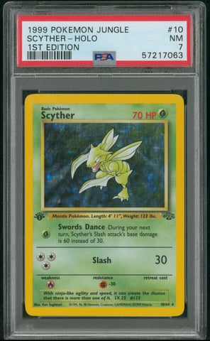 Scyther (10) 010/64  - Unlimited Holofoil Jungle - Holo Rare PSA 7