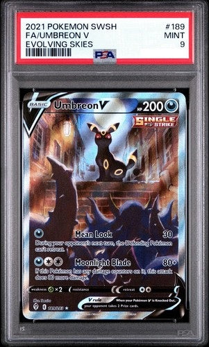 Umbreon V (Alternate Full Art) 189/203 - Holofoil SWSH07 Evolving Skies PSA 9
